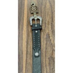 Roper Black Studded Mens Belt Size 34 8584500